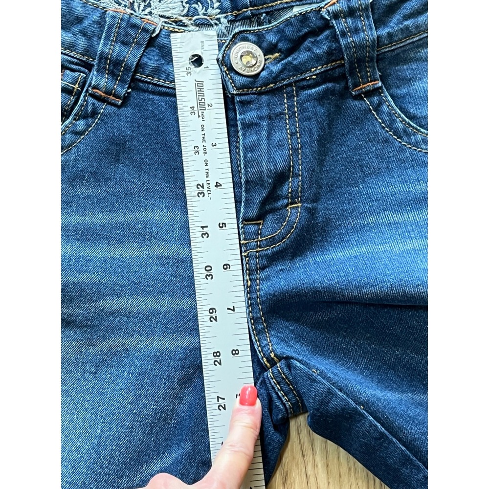 Unionbay Straight Leg Jeans Juniors 9 Y2K Floral Embroidered Mid Rise Stretch - Picture 10 of 11